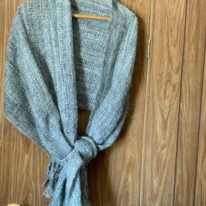 Shawl stole Handwoven Gray Blend Mohair 81"x22" Made in USA